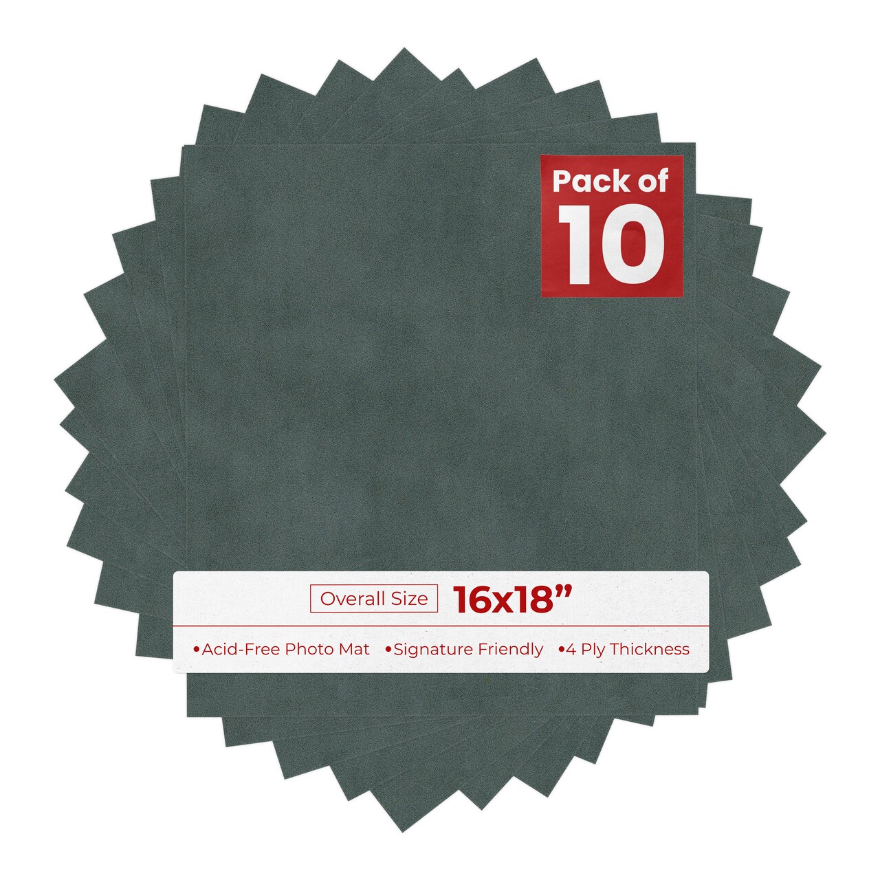 Dark Grey Suede 16x18 Uncut Mat Board - Blank Sheets, No Opening